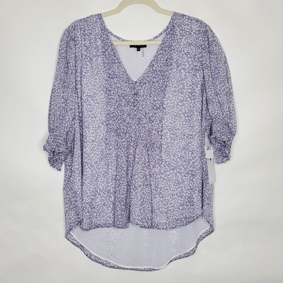 1. State Ditsy Floral Babydoll Top XXL Short Sleeve Pintuck Spring Blouse NEW - Picture 15 of 15